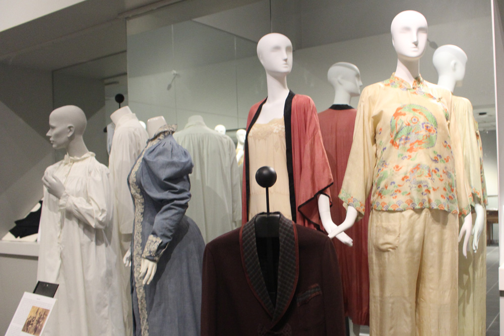 Examples of interior gowns, a smoking jacket and women's pajamas