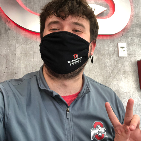 Ohio State student in face mask