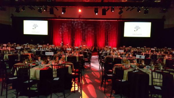 The dining room at the fifth annual Big Dish fundraiser event, hosted at the Schottenstein Center.