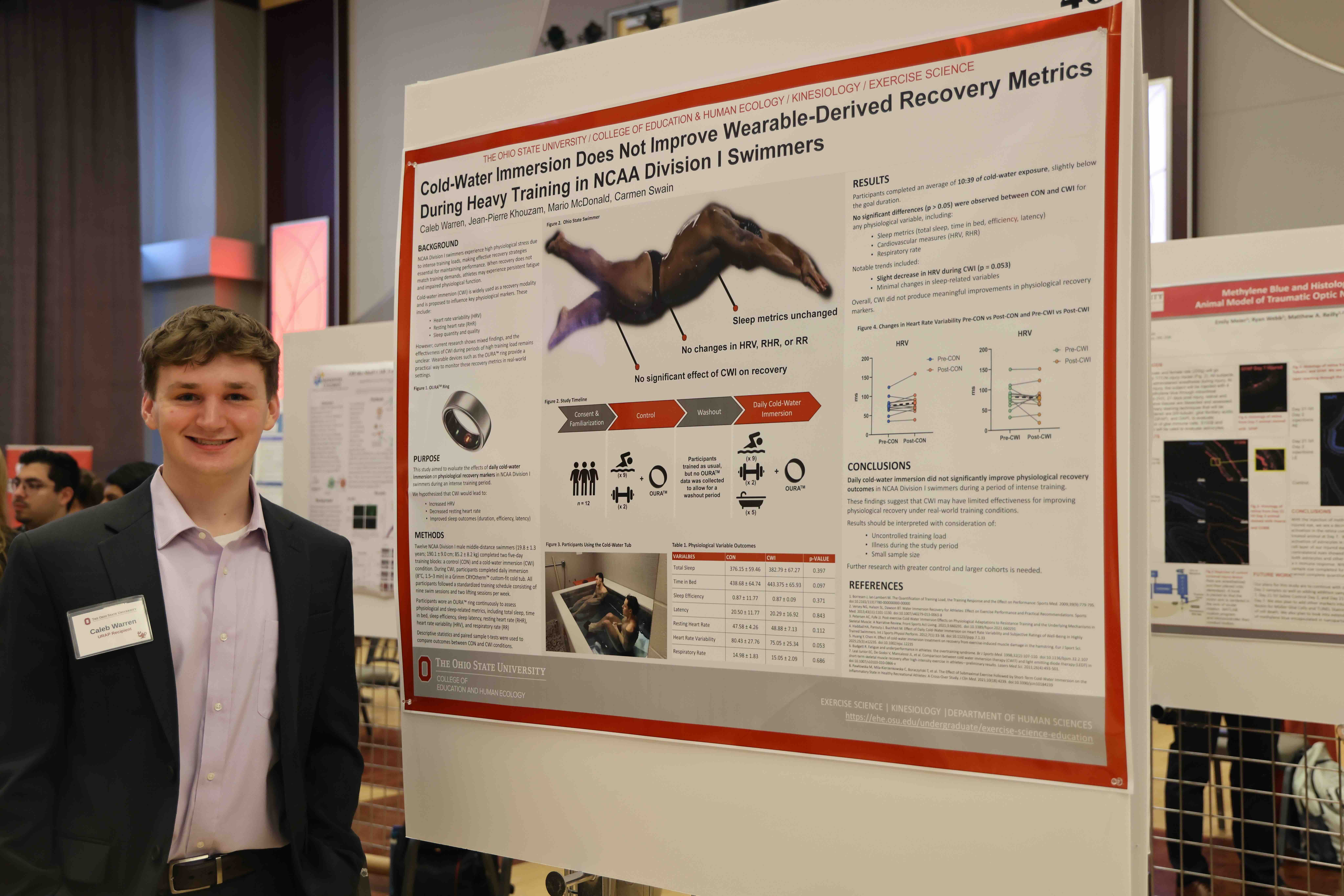 Caleb Warren presenting a researcher poster