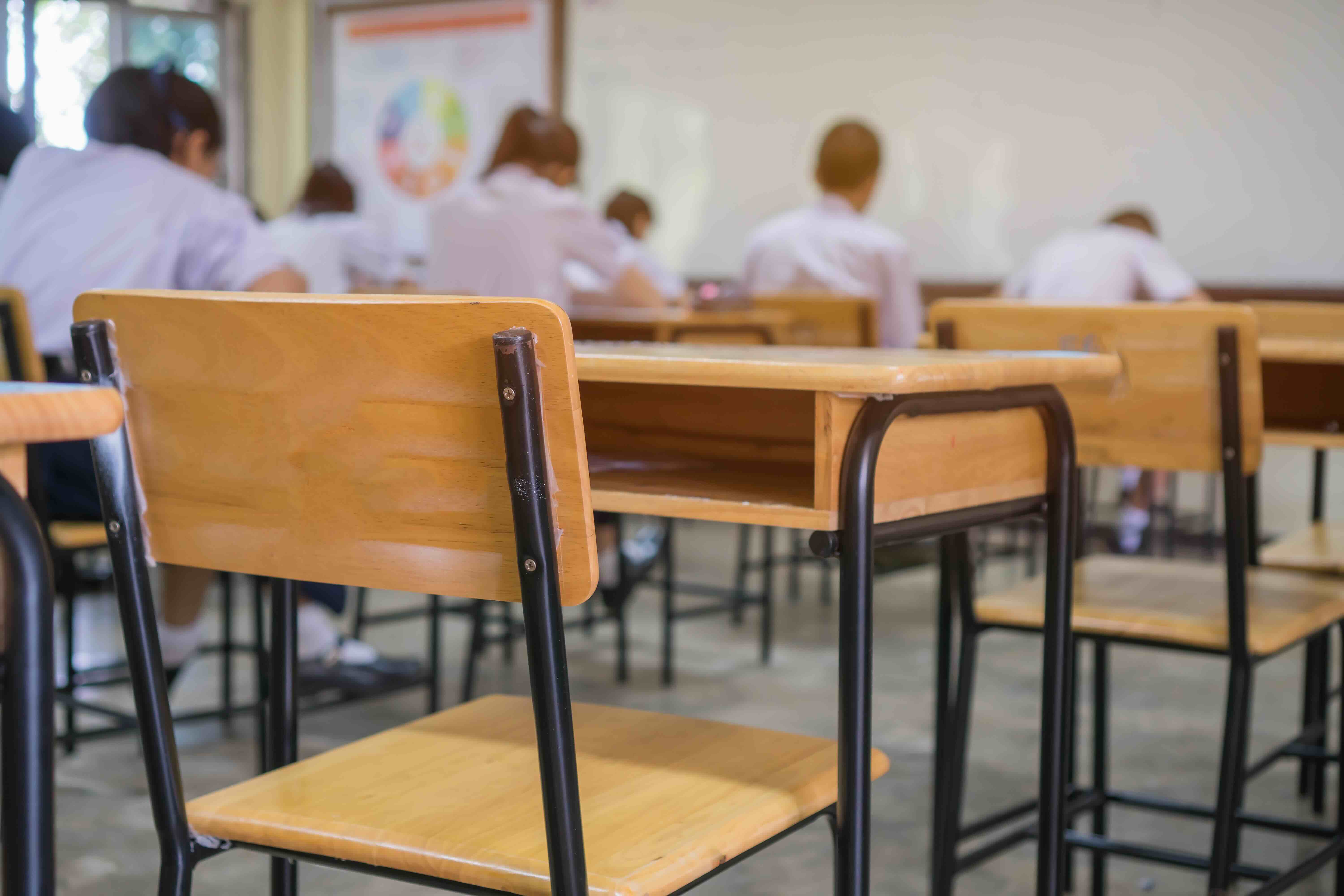 School classroom with desks