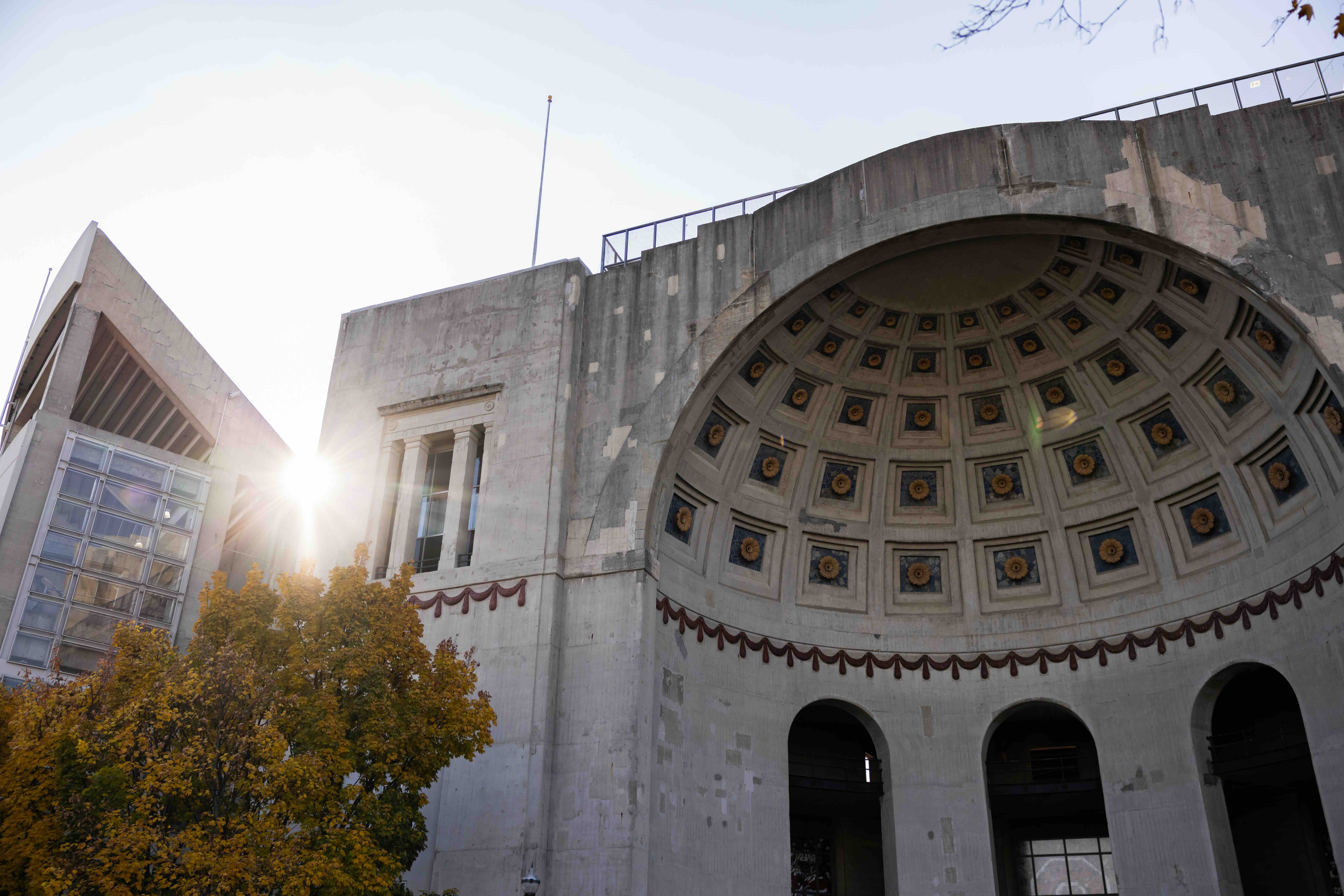 Ohio Stadium exterior in the sunlight