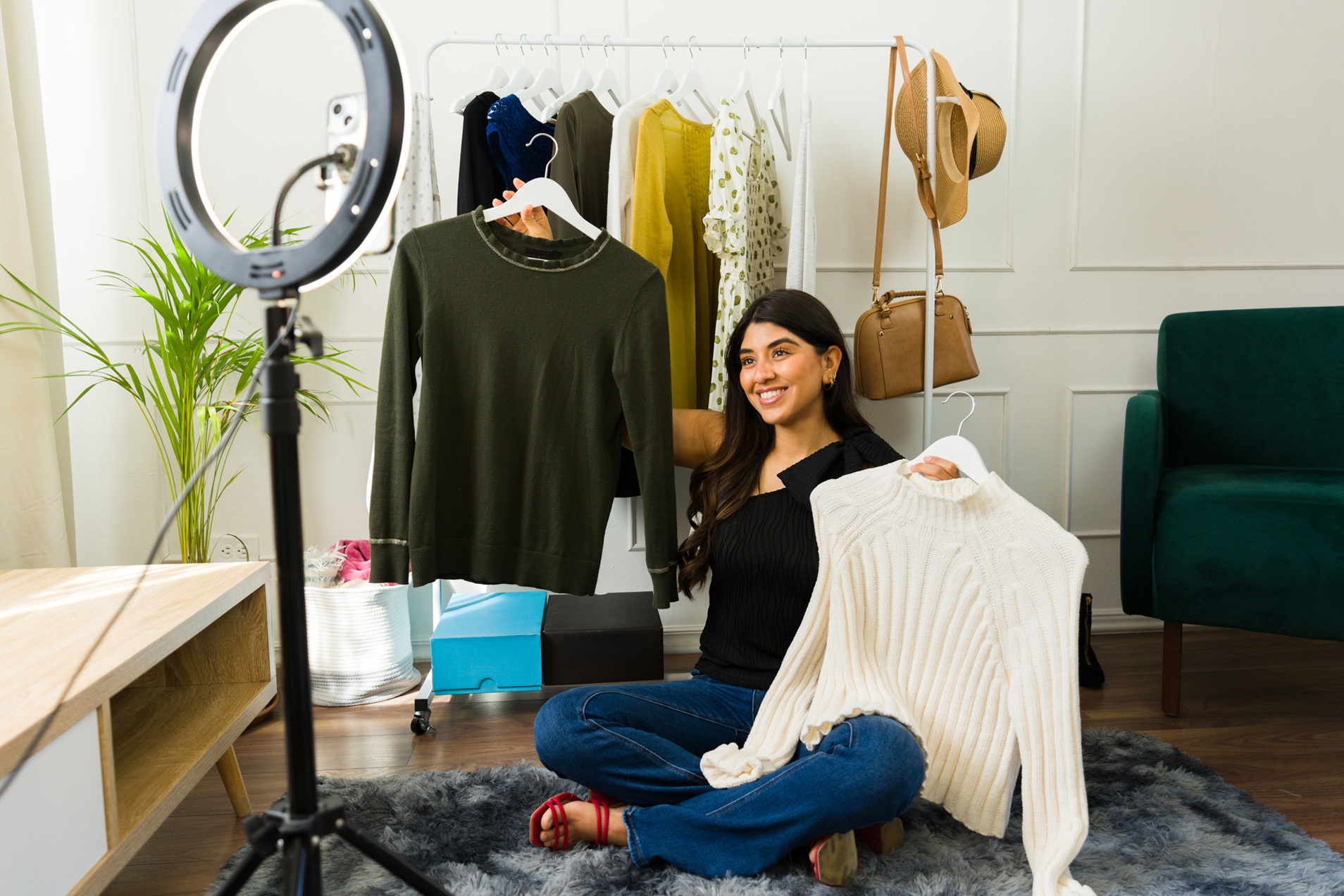 social media influencer showing off clothing