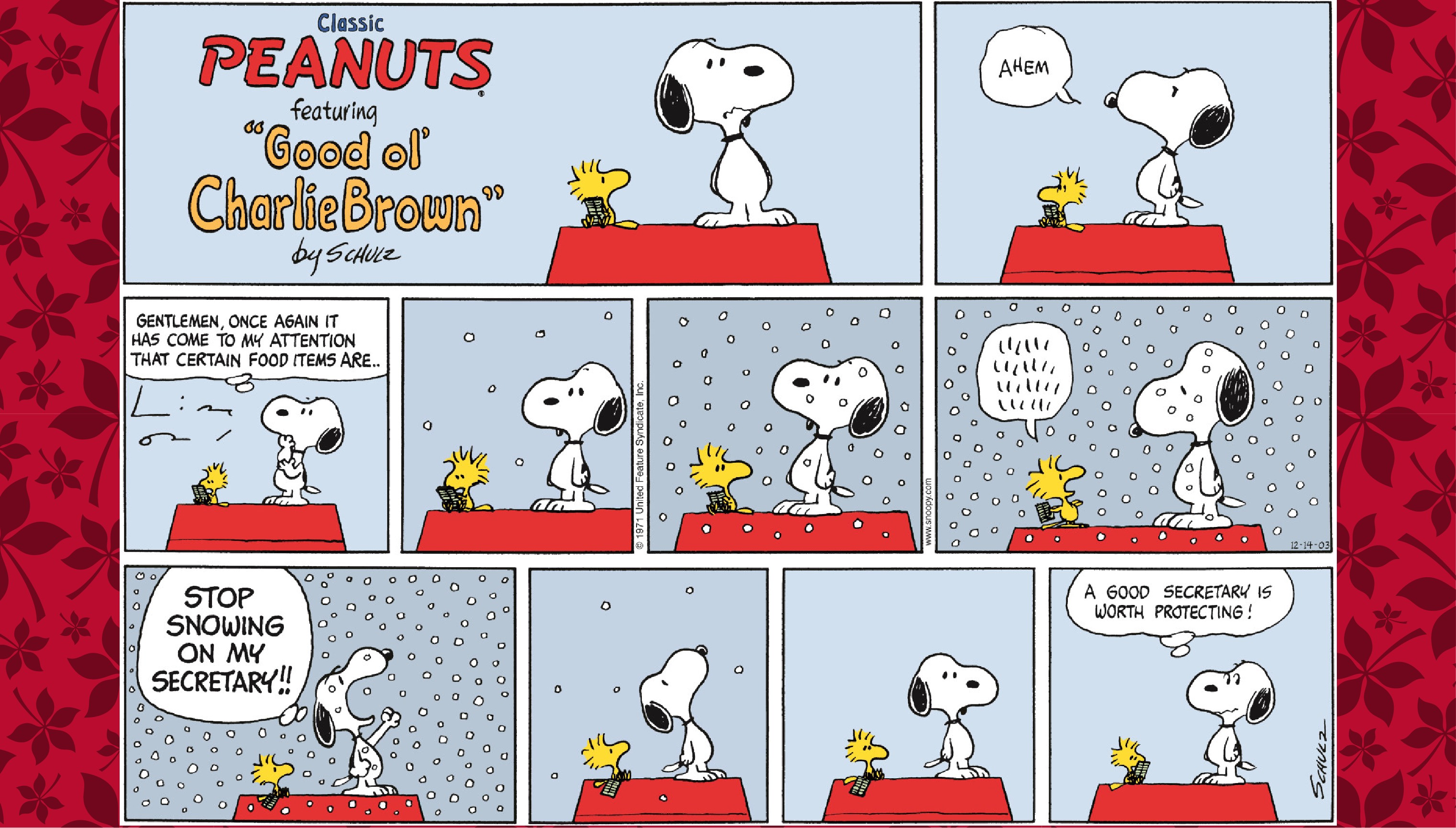 Peanuts comic strip featuring Snoopy and Woodstock