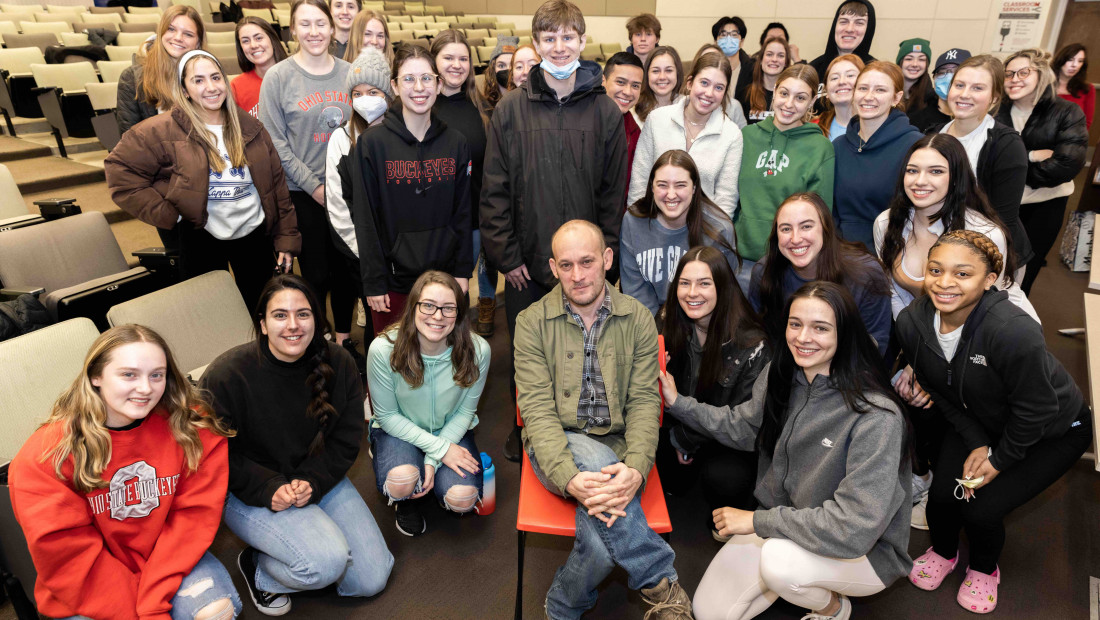 Josh Bomser with a class of Ohio State students