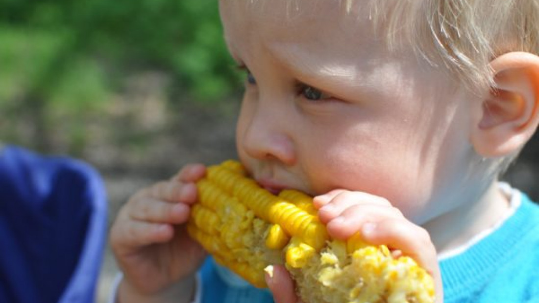 child eating corn