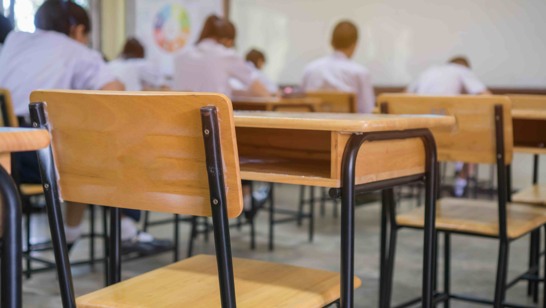 School classroom with desks