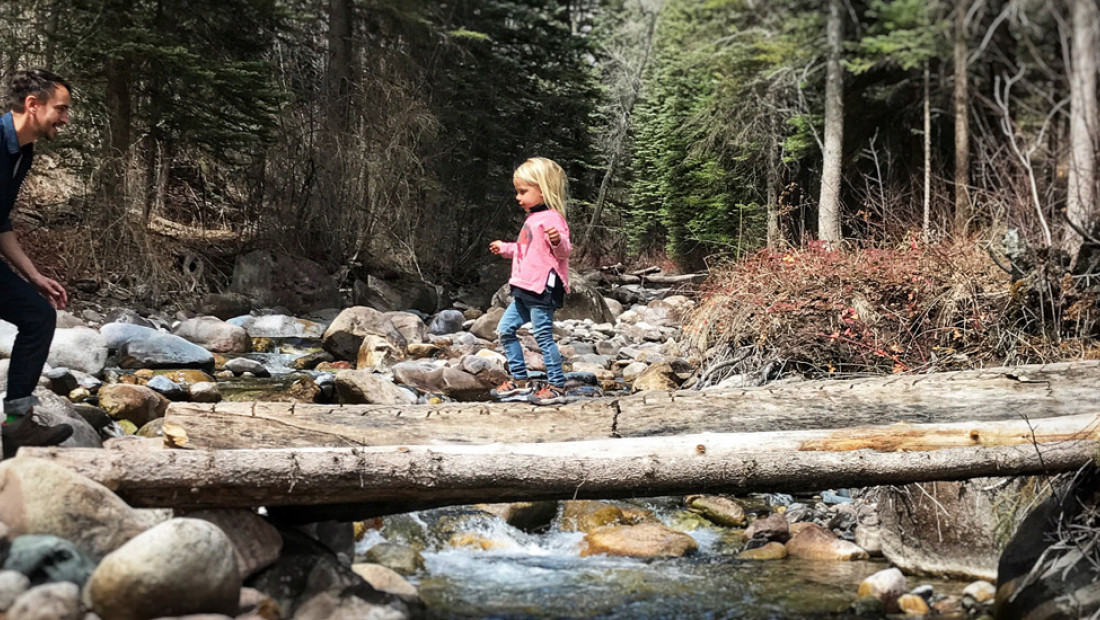 Dad and daughter in nature