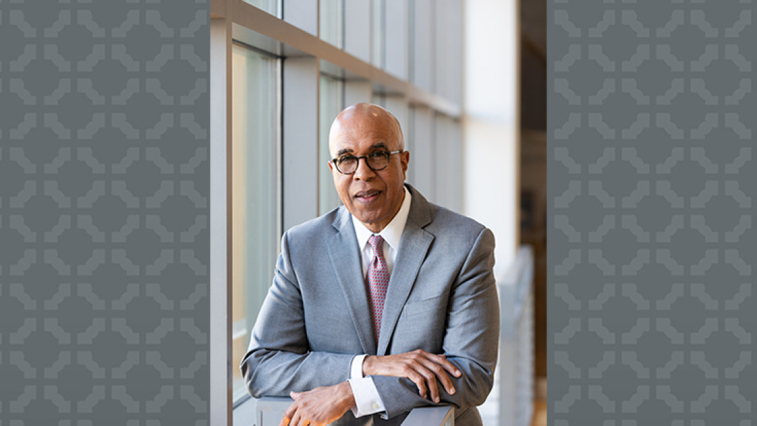 Ohio State EHE Dean Don Pope-Davis headshot on gray patterned background