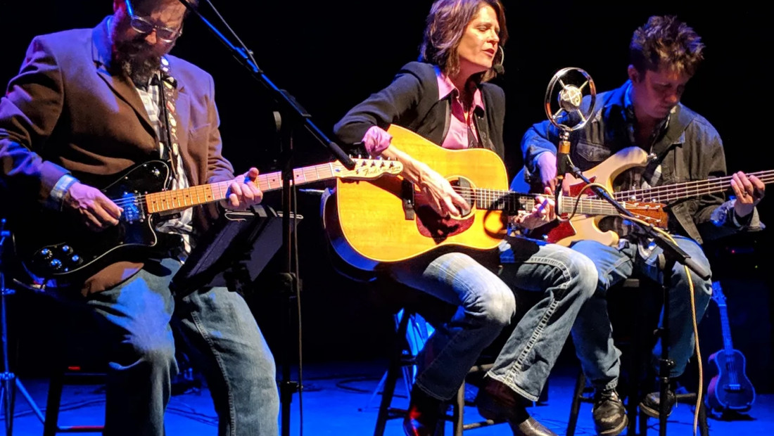 Anne DeChant and members of her band in concert