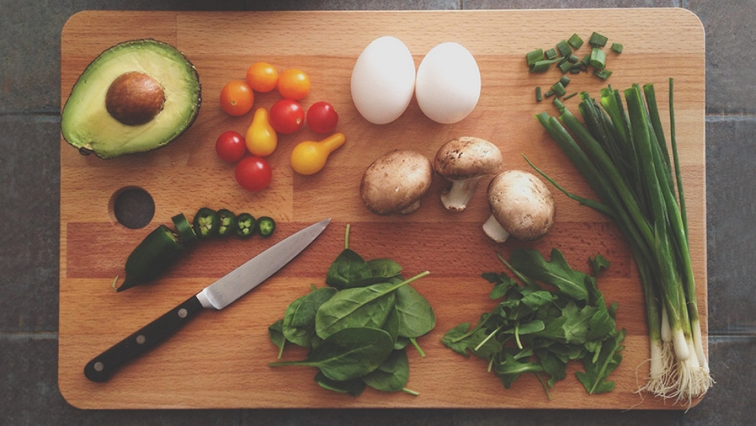 healthy foods on cutting board