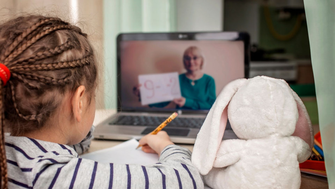 student in online class session