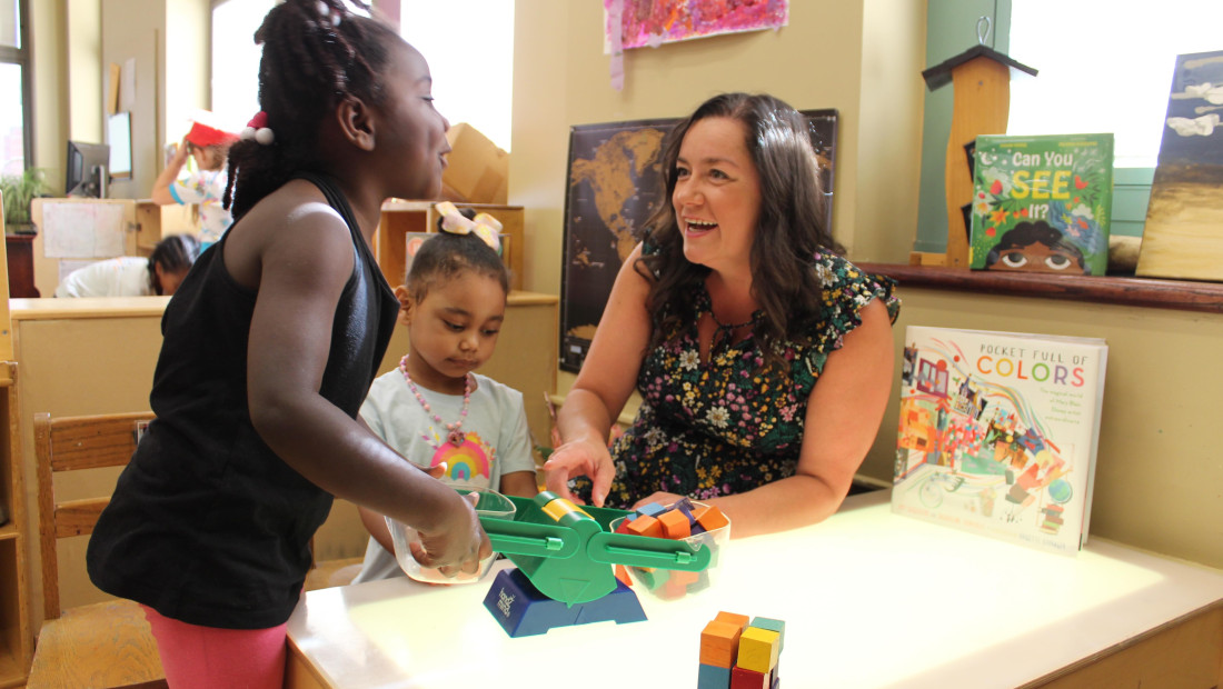 Schoenbaum Family Center in the classroom working with children