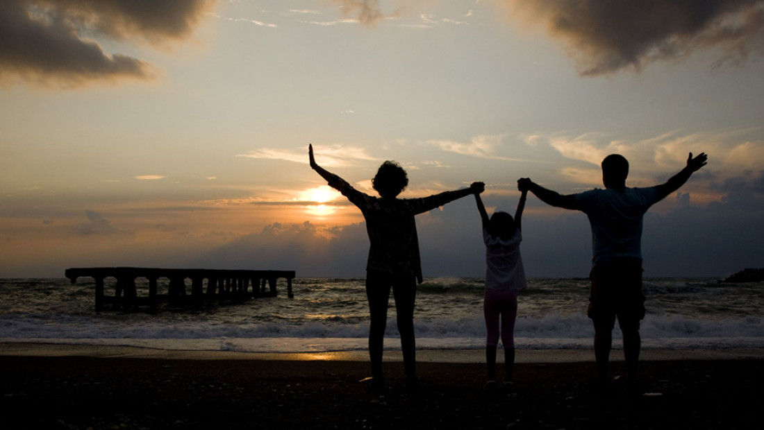 family at beach