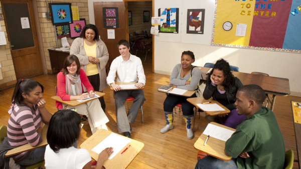 Counselor education students in classroom