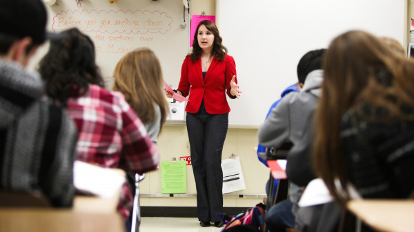 Student teacher in classroom