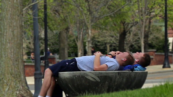 Students relaxing outdoors