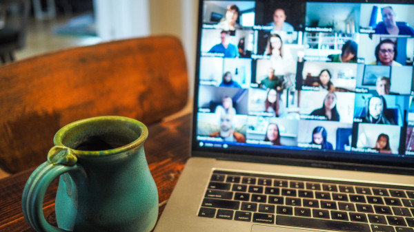 Zoom meeting on laptop screen