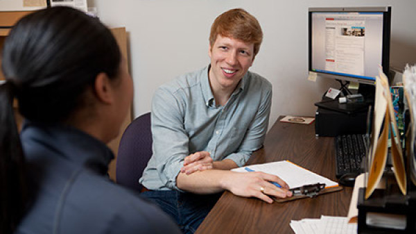 Student working with academic coach