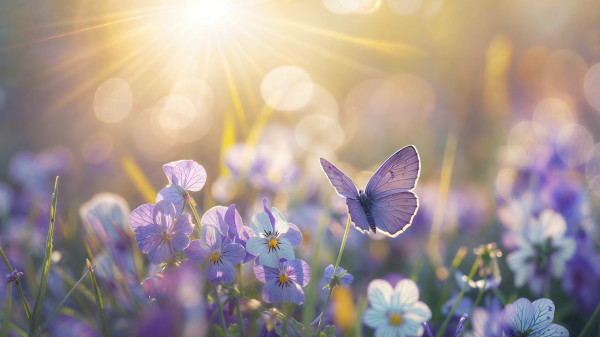 butterfly on a flower in a sunny field