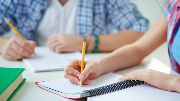 students writing