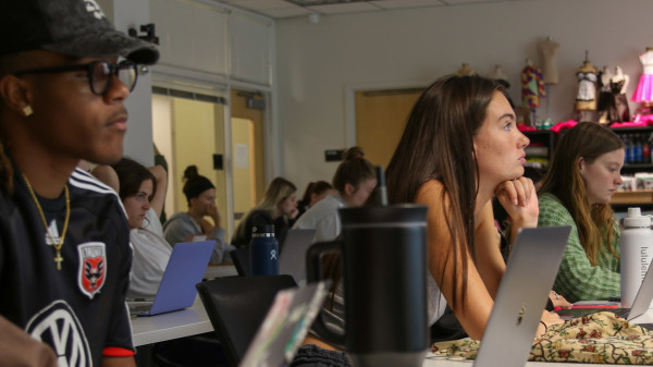 Fashion and Retail studies students in a classroom