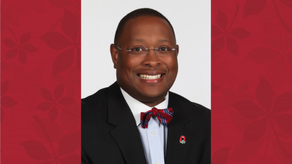 James Moore III headshot on Ohio State background