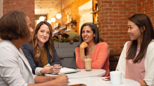 group of business friends talking