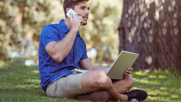 Student talking on phone