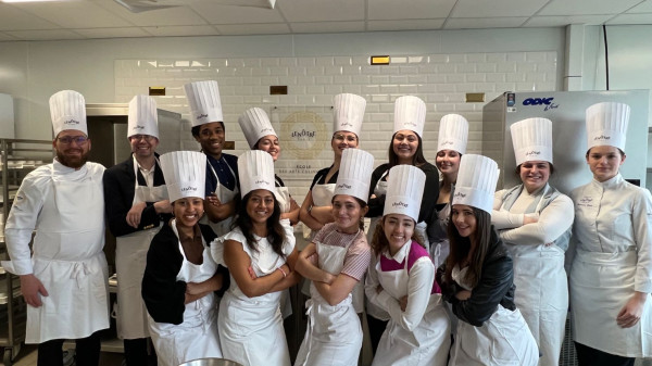 Ohio State hospitality management students in a Paris kitchen