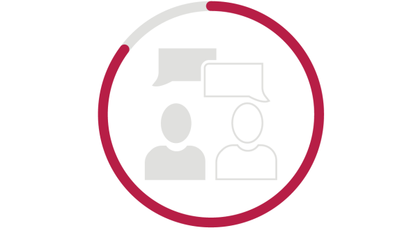 Icon of two people with speech bubbles