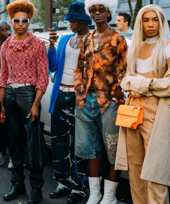 Diverse group of students wearing fashionable clothes