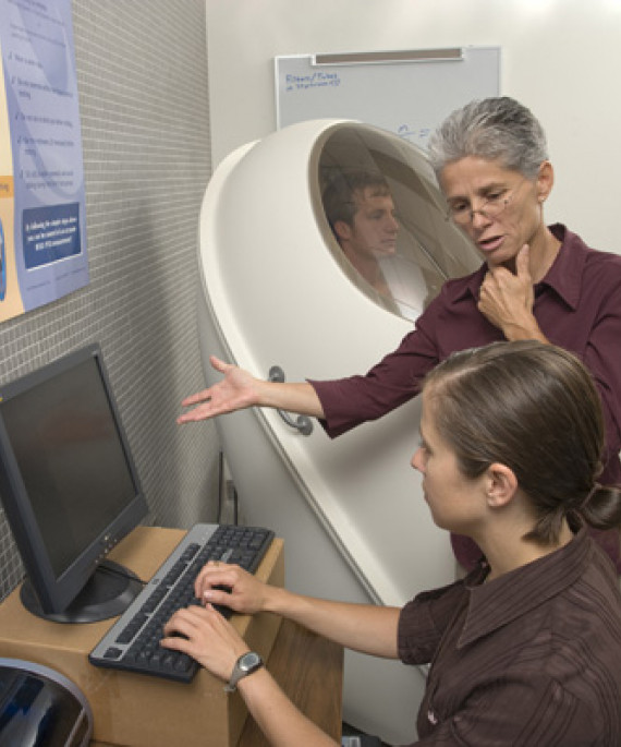 researchers working in lab