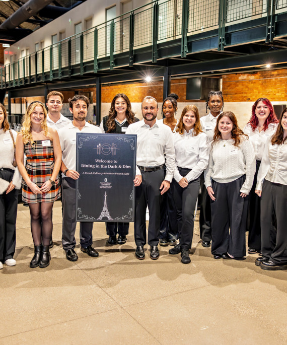 Hospitality Management students at the Dining in the Dark & Dim event