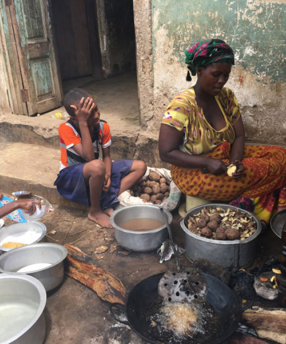 Tanzania family cooking food