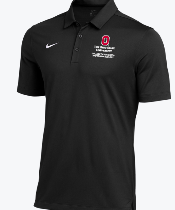 Black Nike polo with Ohio State College of Education and Human Ecology logo