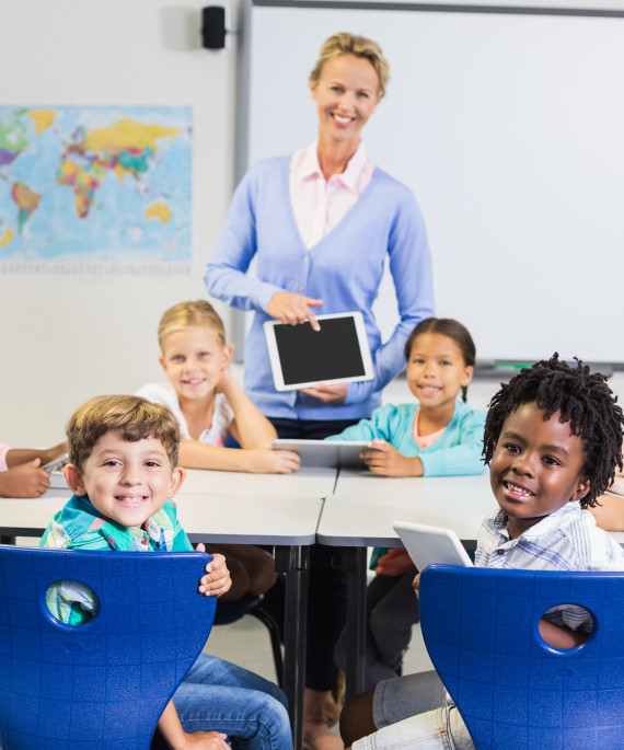 Teacher with kids