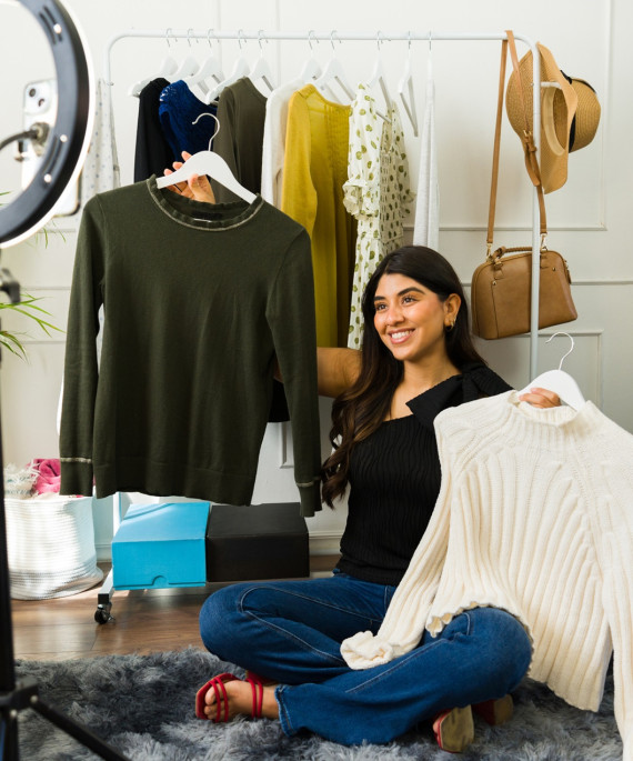social media influencer showing off clothing