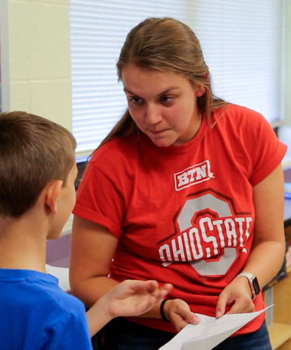 Ohio State student teaching in a classroom