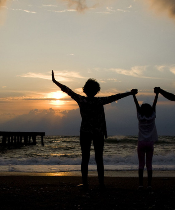 family at beach