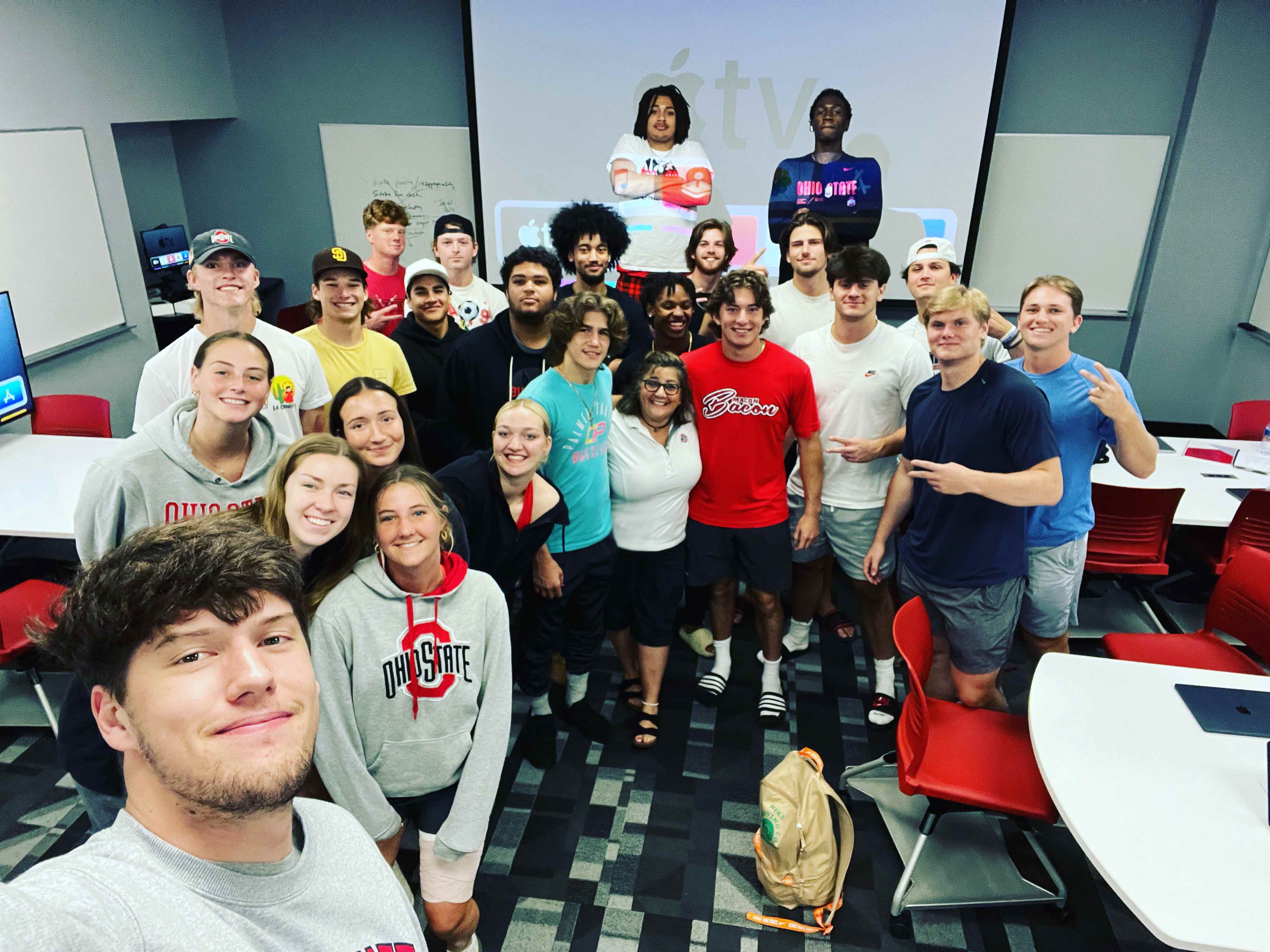 Ohio State students and professor Nicole Craft in the EXP 1500 class