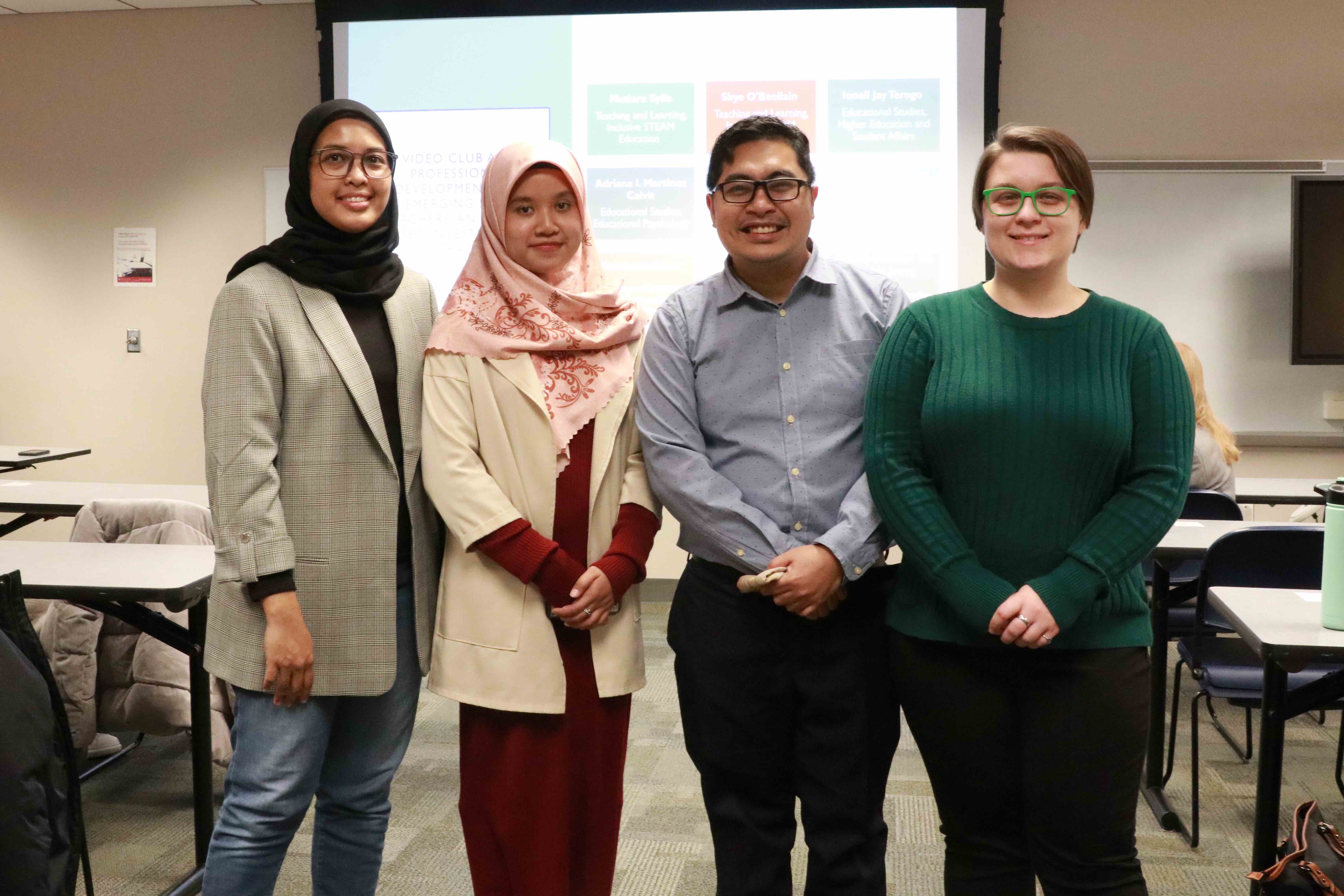 Ohio State Team members with the video club project Lanoke Paradita, Mutiara Syifa, Ionell Jay Terogo and Skye O'Beollain.