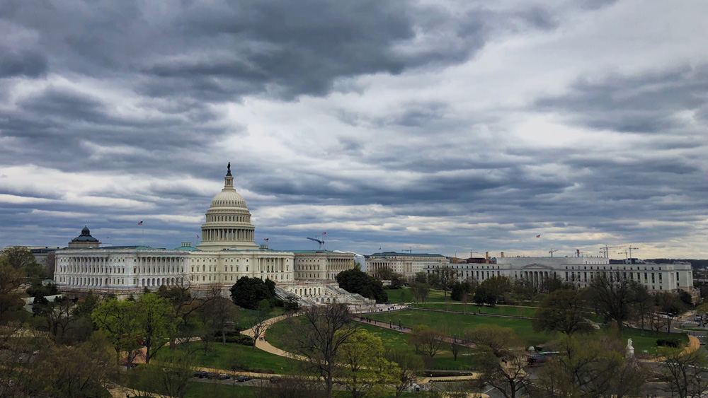 Washington D.C. featuring the U.S. Capitol on a cloudy day